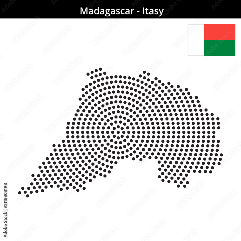 Obraz premium Map of Madagascar region Itasy in concentric medium dots