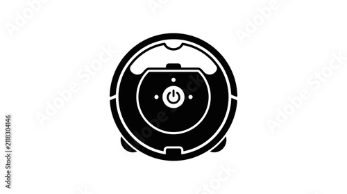 Robot Vacuum Cleaner Icon, Automatic Cleaning Device, Modern Home Technology