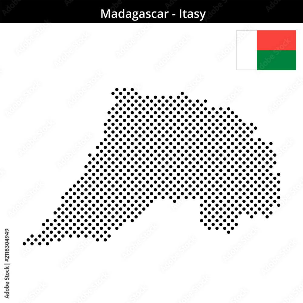 Obraz premium Map of Madagascar region Itasy in medium sized cross shaped dots