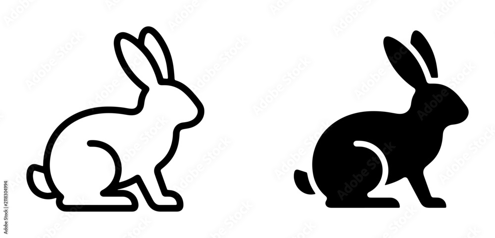 Obraz premium Rabbit Icons, Line Art and Silhouette, Vector Graphics for Animal Lovers and Easter Themes