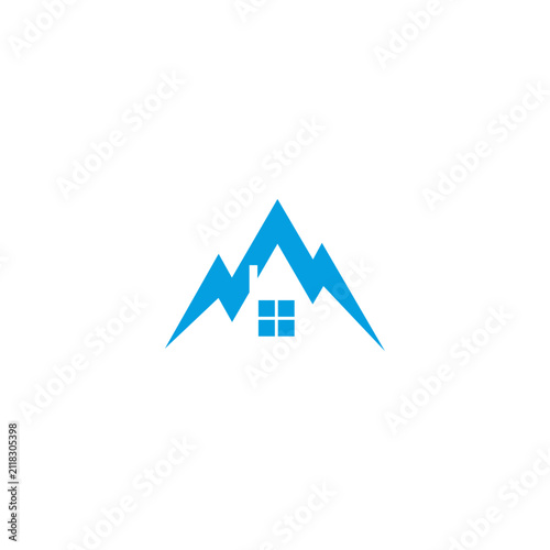 Blue Mountain and House Logo Design