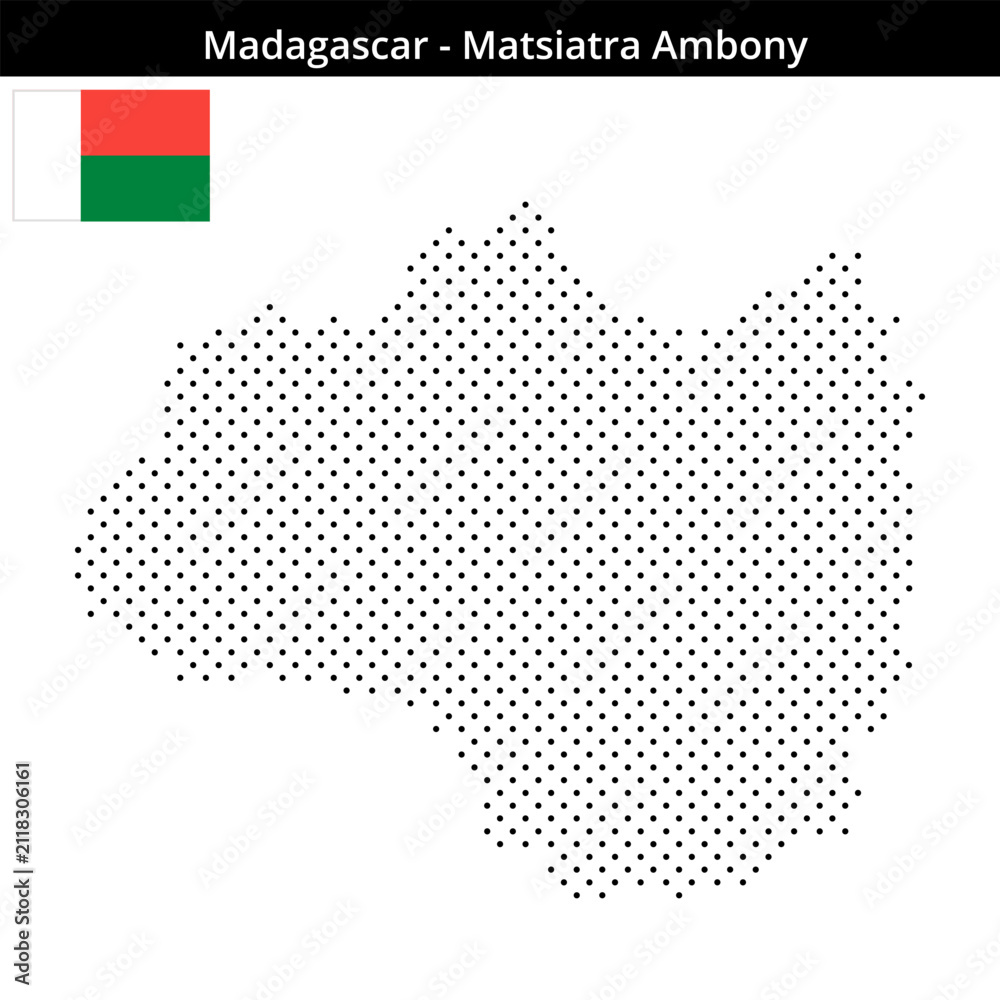 Fototapeta premium Map of Madagascar region Matsiatra-Ambony in small cross shaped dots