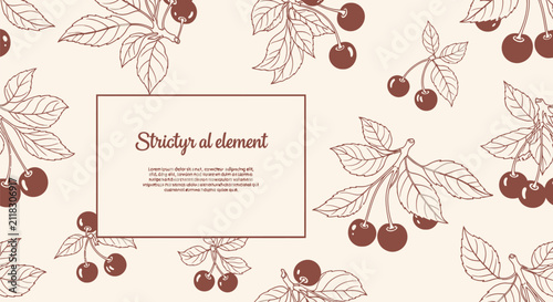 Foto Hand drawn cherry pattern frame with text space