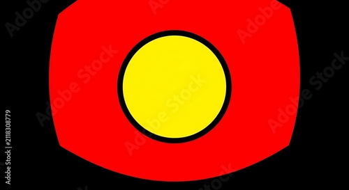 Abstract yellow circle on red background. Minimalist geometric shape with bold colors.
