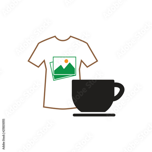 Minimalist T-Shirt and Coffee Cup Icon