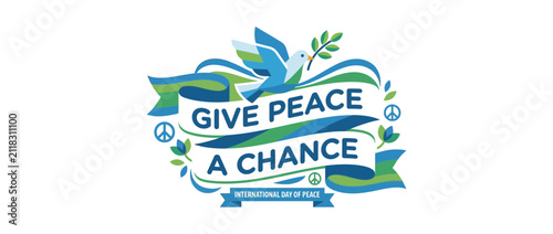 Dove Carrying Olive Branch with Peace Message