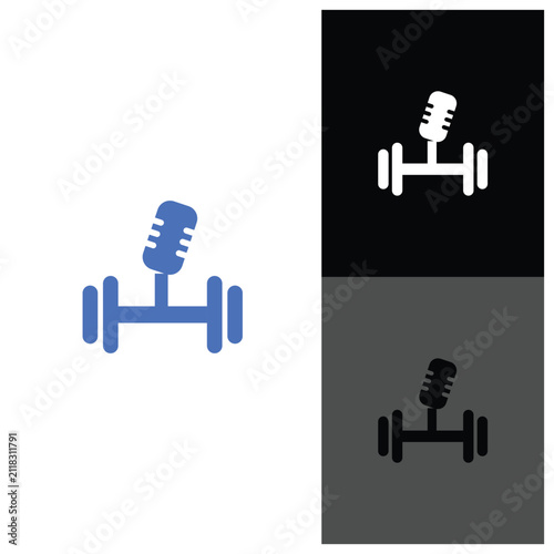 Gym Barbel Podcast Logo Vector