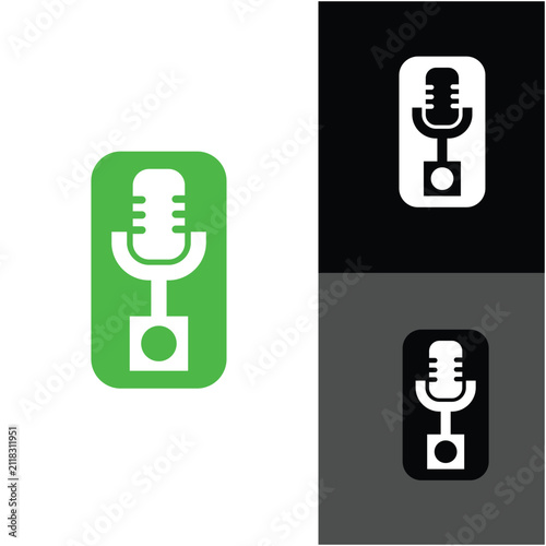 Otomotif Garage Piston Podcast Logo Vector