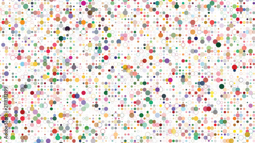 Bright and energetic mosaic of countless multicolored dots and intricate outlined circles suitable for creative endeavors