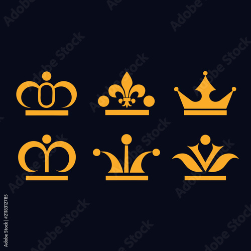 Luxury Golden Crown Vector Collection with Elegant Heraldic Symbols