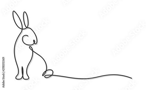 The one line symbol of a stylized rabbit.
