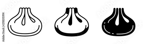 Fotografie Khinkali Dumpling Icons, Georgian Food Vector Graphics, Traditional Cuisine Symb