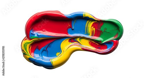 Colorful acrylic paint smear. Isolated oil paint stroke on a white background.