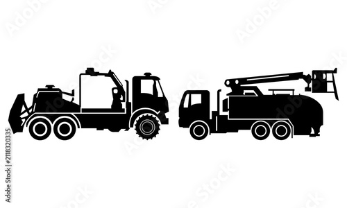 Construction Vehicle Vector Silhouette Icon Illustration 