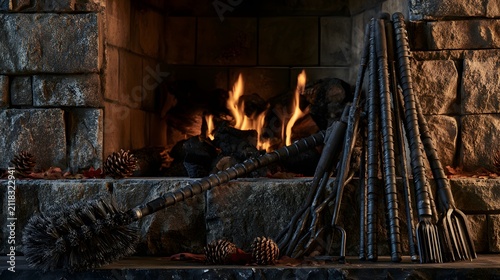 A professional chimney cleaning brush showcasing essential fireplace maintenance for a safe and warm home during the colder months