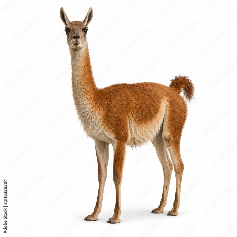Fototapeta premium Llama Standing Isolated on White Background