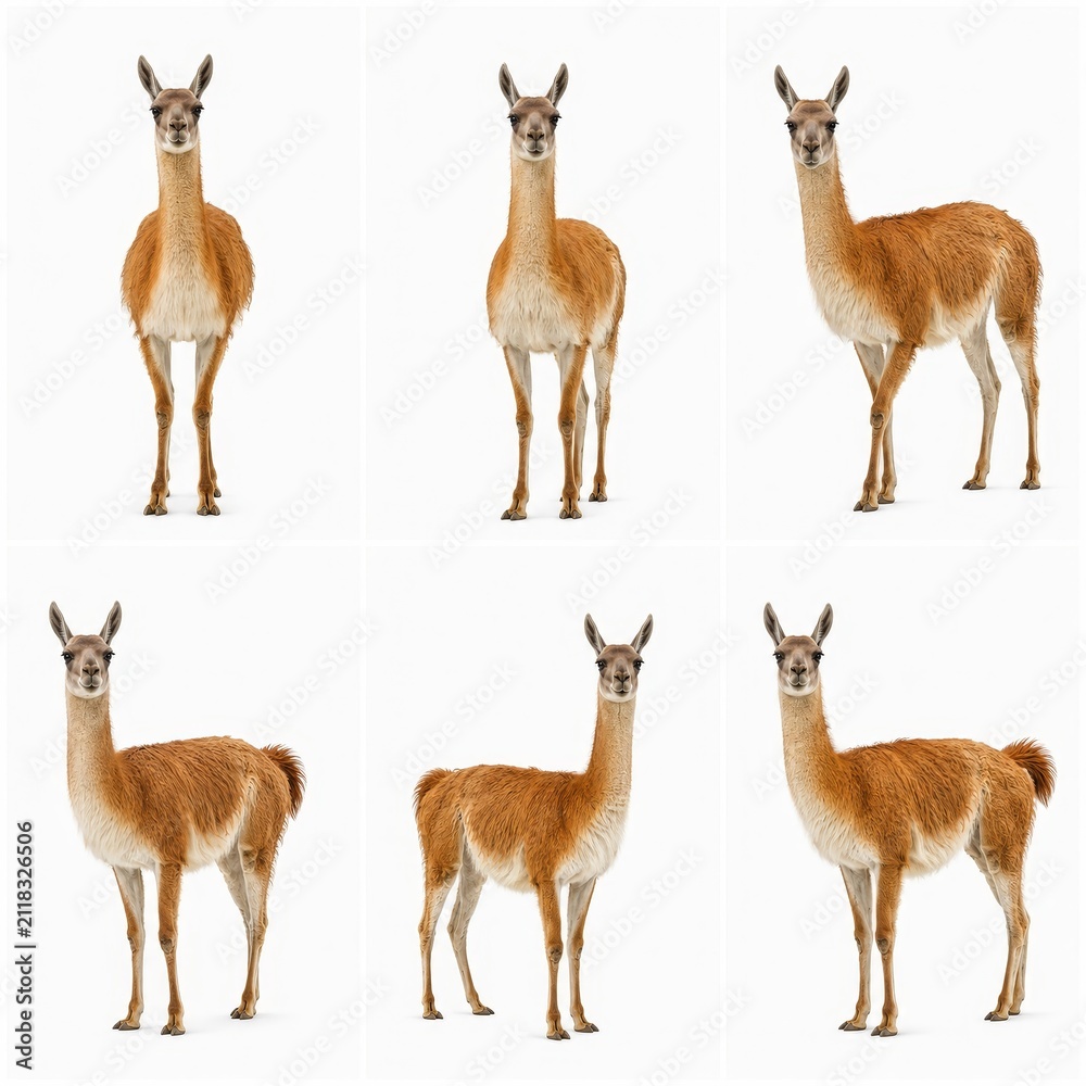 Obraz premium Llama Standing Isolated on White Background