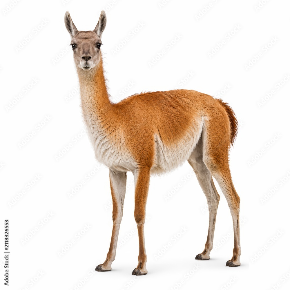 Fototapeta premium Llama Standing Isolated on White Background