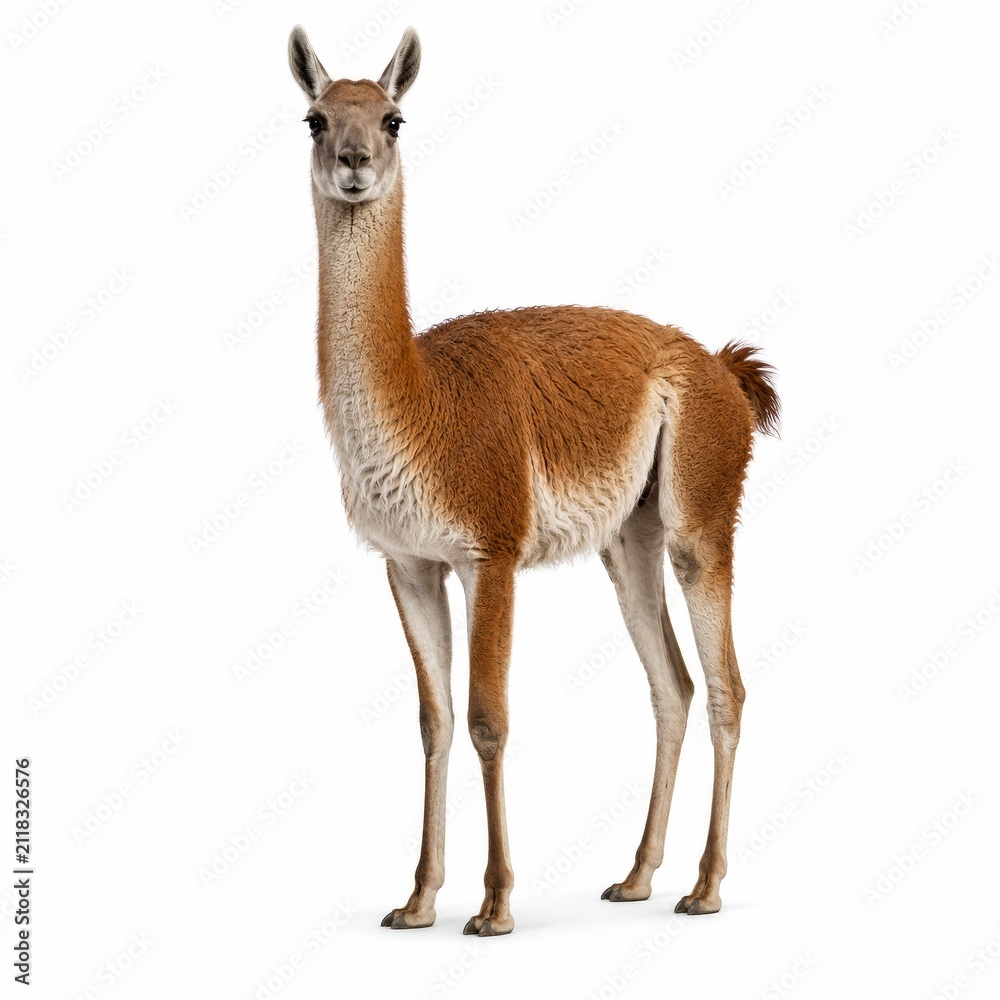 Fototapeta premium Llama Standing Isolated on White Background