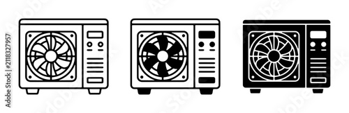 Fototapeta Air Conditioner Unit Icons, HVAC System Components, Cooling Technology Vector Graphics