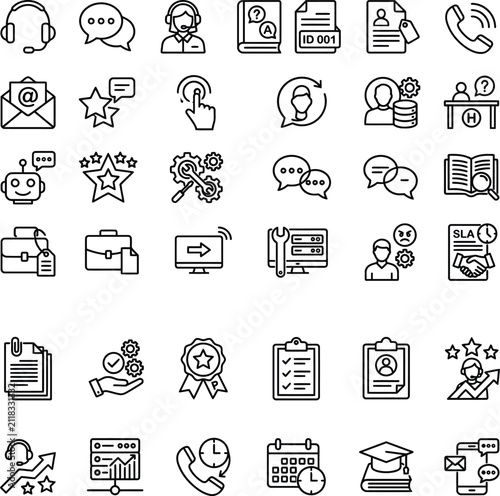 Customer Support and Service Line Icon Set