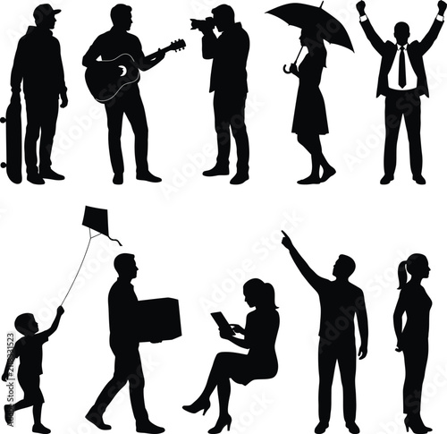 Diverse People Silhouettes Collection Set