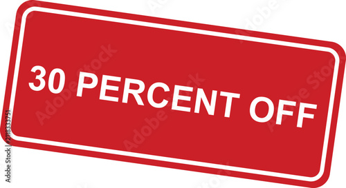 Thirty percent off red rubber stamp style discount sale label