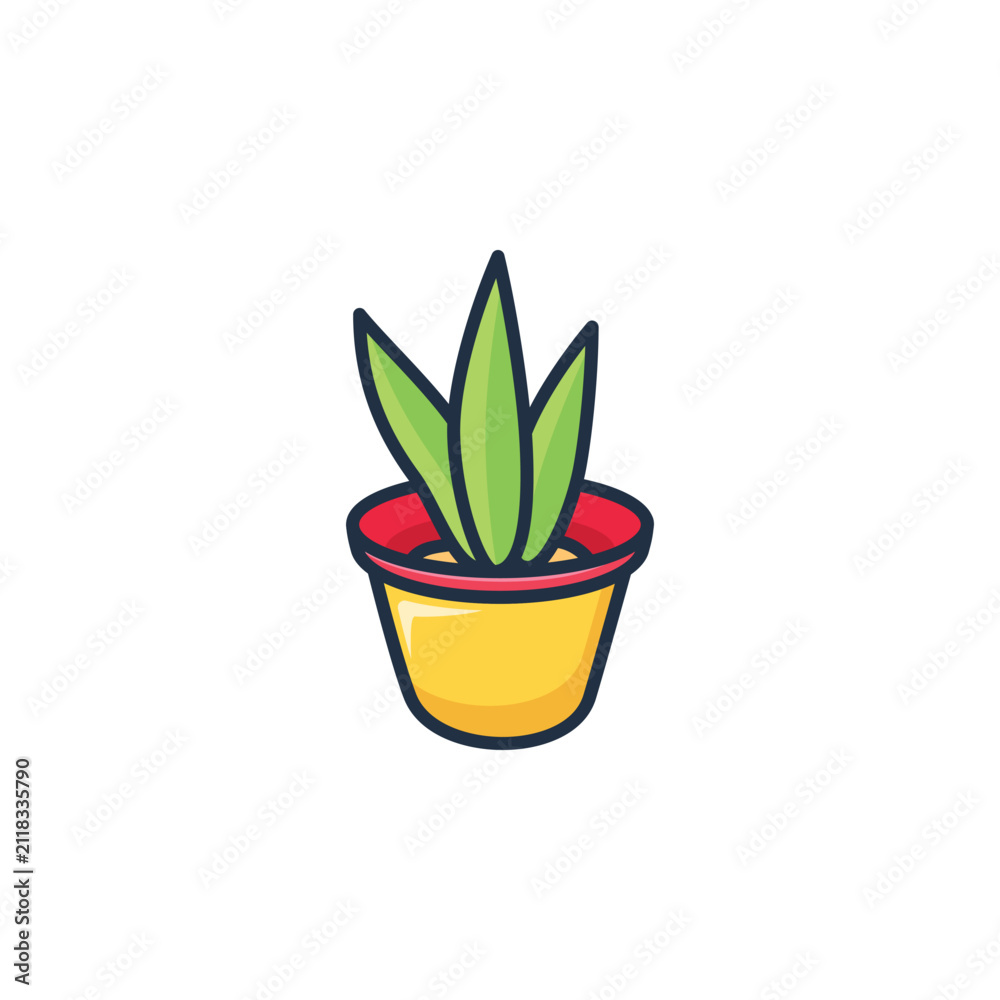 Fototapeta premium Cute Potted Snake Plant Succulent Vector Illustration