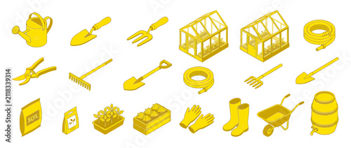 фотографія Isometric Garden Tools and Supplies Collection