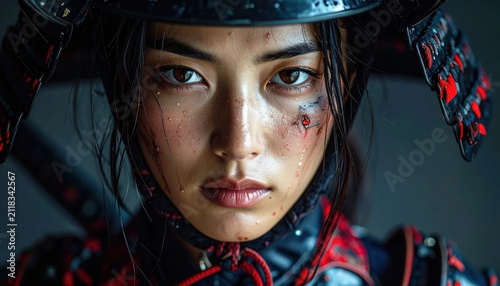 Portrait of a Woman in Traditional Headwear with Cultural Attire.
