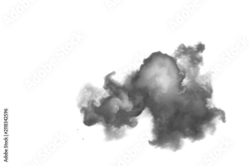 White smoke cloud isolated on black background