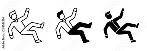 Canvastavla Falling Man Icons, Slip Hazard Symbols, Business Accident Vector Graphics