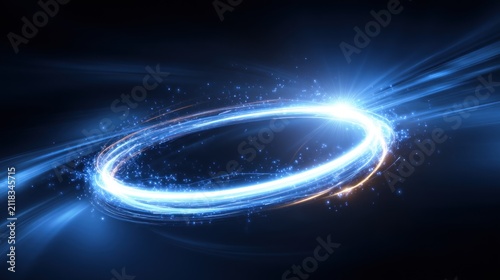 Abstract glowing ring with light trails