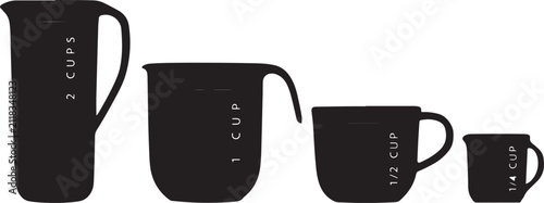 Kitchen measuring cups with empty white tags