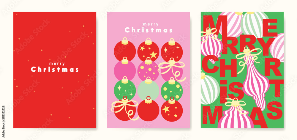 Obraz premium Christmas and Happy holiday greeting card vector set. Elegant hand drawn wallpaper with pine leaves, pinecone, wreath. Holidays design illustration for cover, print, poster, Happy New Year, ads.