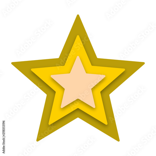 Three-layered yellow star icon design isolated on white background