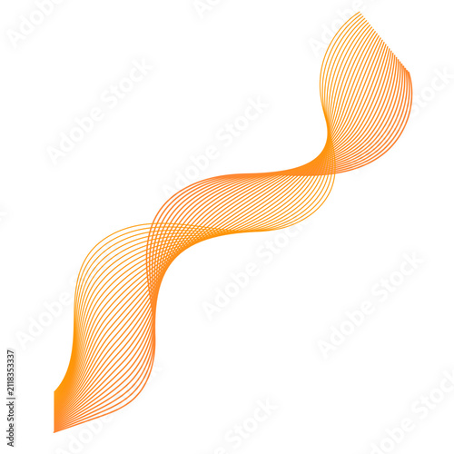 Orange wavy line abstract vector design element on white background