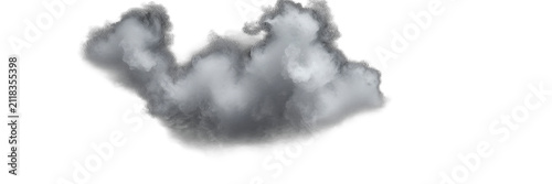 Single white fluffy cloud isolated on black background