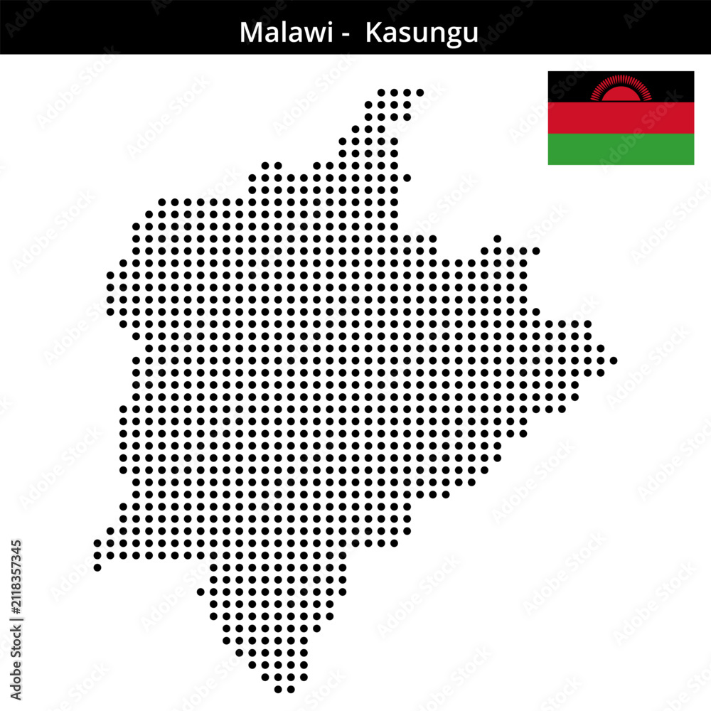 Obraz premium Map of Malawi region -Kasungu in medium size dots