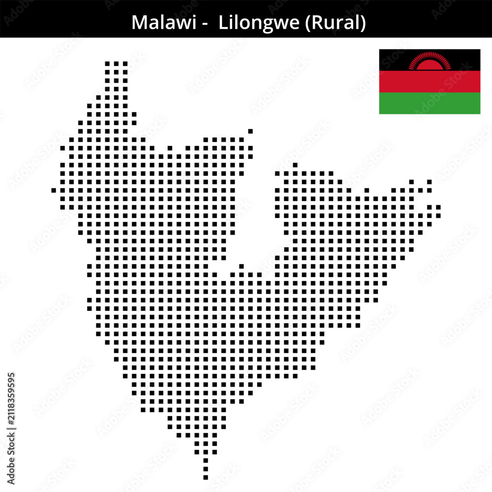 Obraz premium Map of Malawi region Lilongwe-Rural in medium size square dots