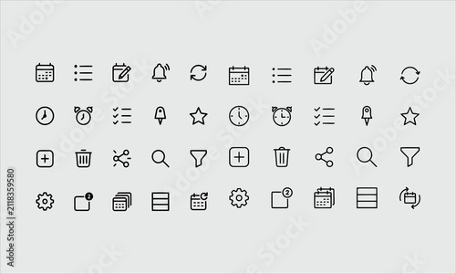 Canvas Print Calendar line icon set