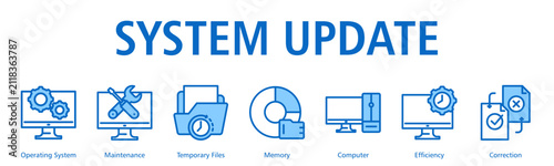 System Update Web Banner web banner icon vector illustration