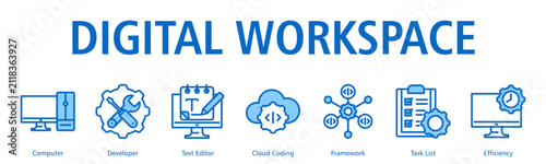 Digital Workspace Web Banner web banner icon vector illustration
