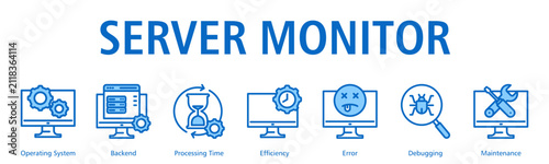 Server Monitor Web Banner web banner icon vector illustration