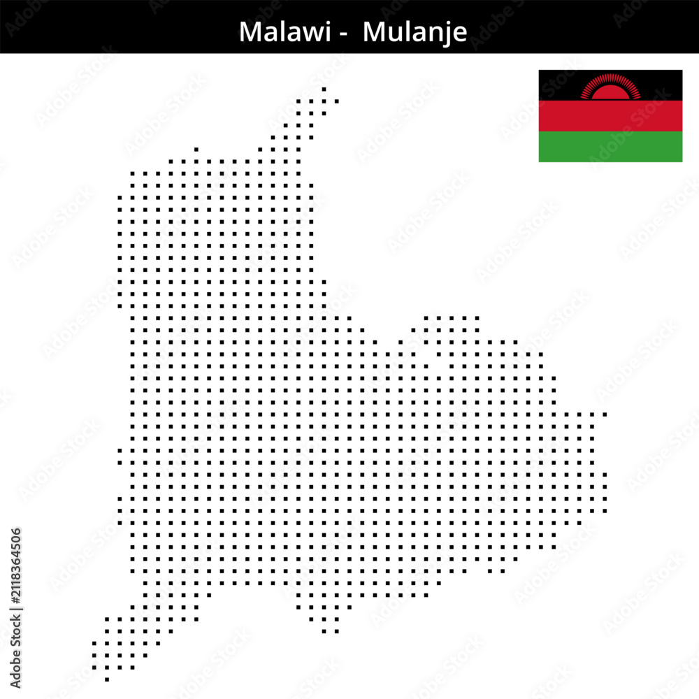 Fototapeta premium Map of Malawi region -Mulanje in small size square dots