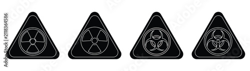 Radiation and biohazard warning icon set