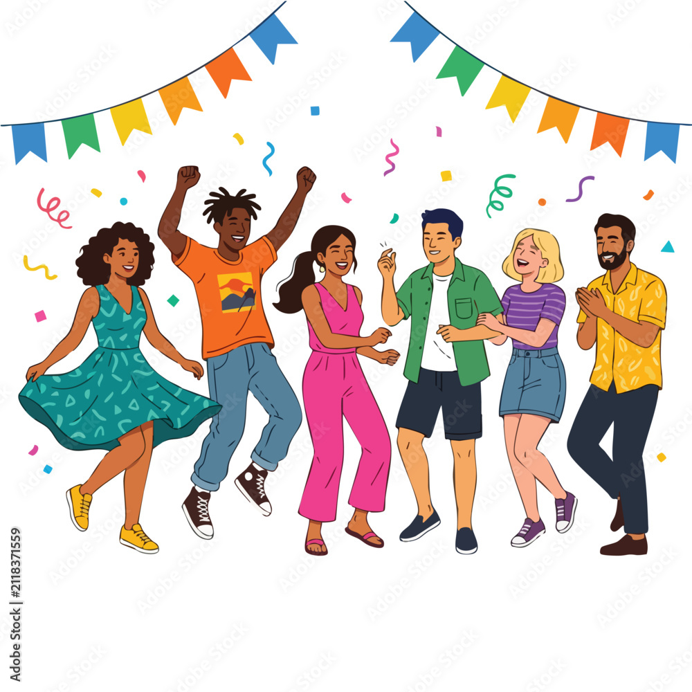 Obraz premium Unity and Friendship unity friendship concept illustration celebrating diverse people together at party