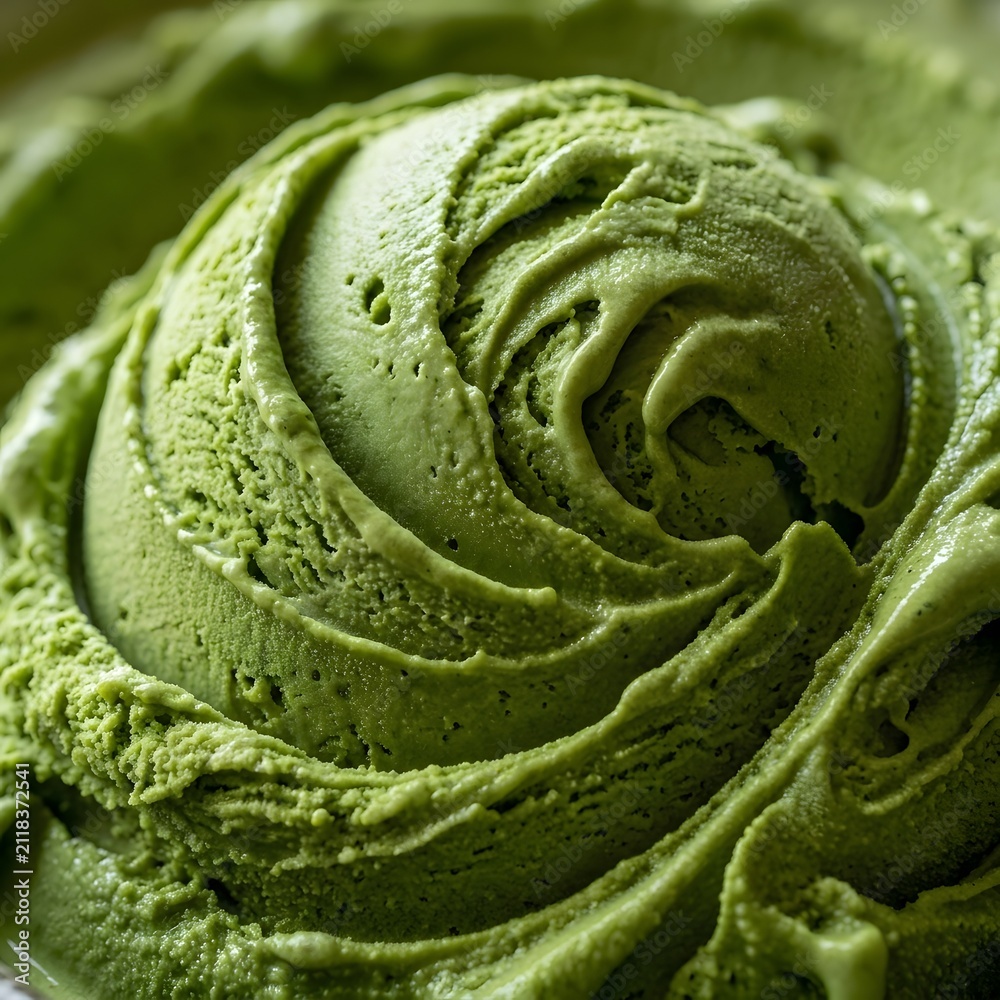 Obraz premium Vibrant Green Ice Cream Scoop, Creamy Dessert