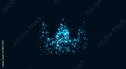 Foto Glowing royal crown silhouette made of blue bokeh particles on dark background luxury and success metaphorical concept