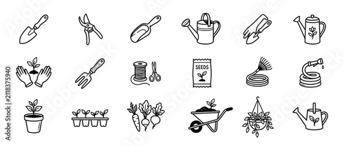 фотографія Hand Drawn Garden Tools and Supplies Icons
